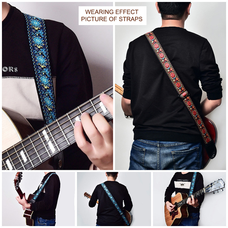 Embroidered Print Guitar Strap - Musical Instrument Art 评论和价格