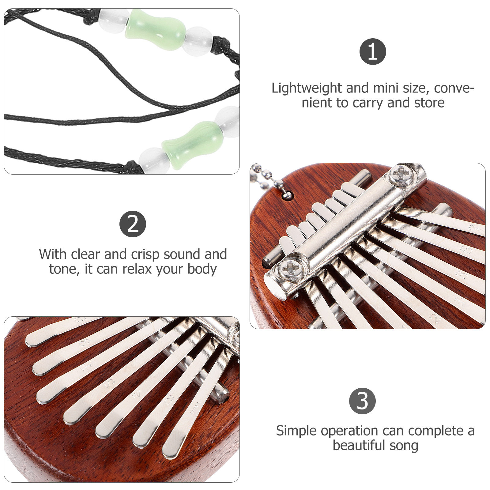 1Set Kalimba Mini 8 Keys Thumb - Musical Instrument For Beginners 评论和价格