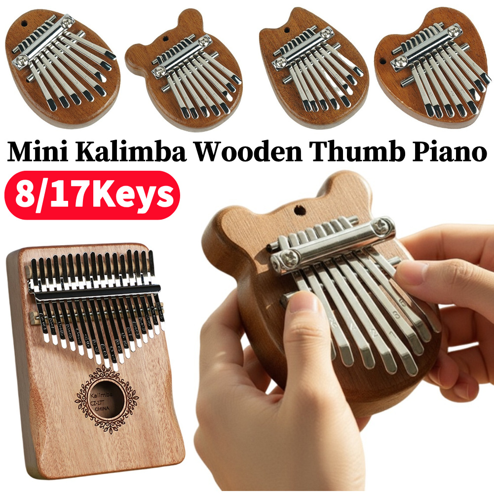 8/17Keys Mini Wooden Kalimba H - Musical Instrument For Beginners 评论和价格